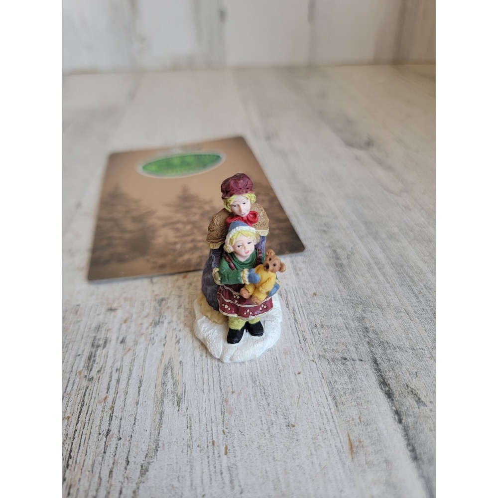 Enchanted Forest mom child girl teddy bear vintage village accessory Xmas
